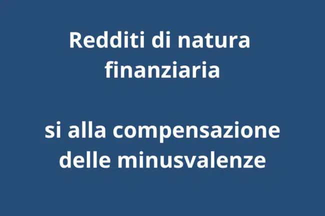 redditi di natura finanziaria, si alla compensazione di minusvalenze